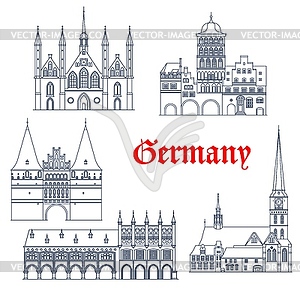 Germany architecture buildings, landmarks, Lubeck - vector image