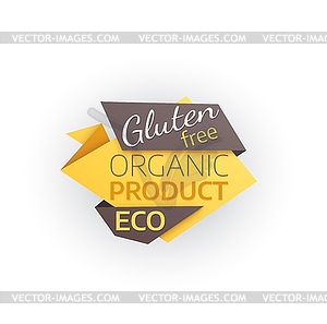 Gluten free organic product icon, origami banner - vector clipart