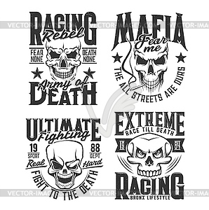 Danger skull t-shirt, apparel grunge prints - vector image