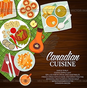 Canadian food restaurant dishes menu cover - vector clipart