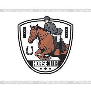 Horse riding club, jockey polo sport races icon - vector clipart