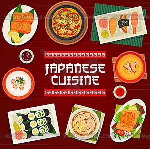 Japanese cuisine poster, Japan Asian meals - vector clipart