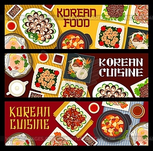 Баннеры корейской кухни, еда Кореи - рисунок в векторе