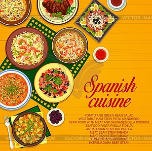 Обложка меню ресторана испанской кухни, испанская еда - клипарт в формате EPS