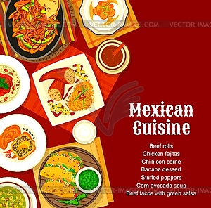 Mexican cuisine menu cover, spice food dishes - vector clipart