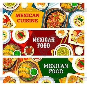 Mexican cuisine vegetable and meat food banners - vector clipart