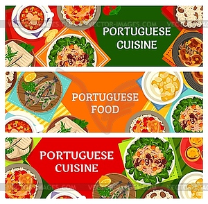 Portuguese food restaurant meals banners - vector clip art