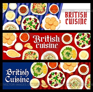 British cuisine restaurant meals banners - royalty-free vector clipart