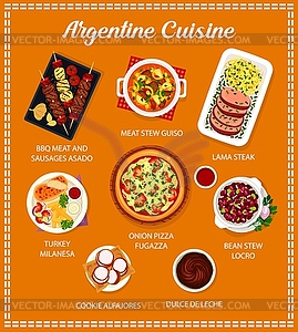 Argentine cuisine meals menu template - vector clipart