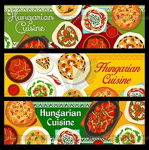 Hungarian food restaurant meals banners - color vector clipart