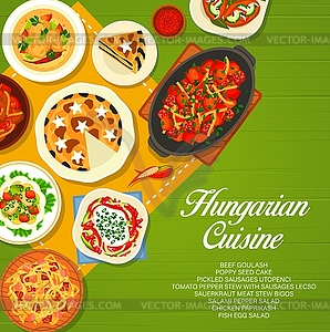 Hungarian restaurant food menu cover - vector clip art