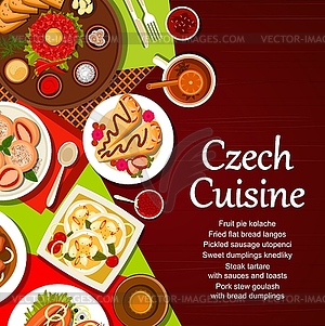 Czech food restaurant meal and drinks menu cover - vector clipart / vector image