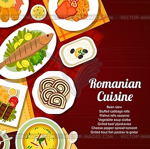 Romanian cuisine restaurant food menu cover - color vector clipart