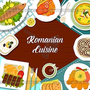 Romanian cuisine meals menu cover design template - vector clip art