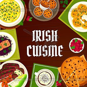 Irish cuisine menu cover with Ireland meals - royalty-free vector clipart