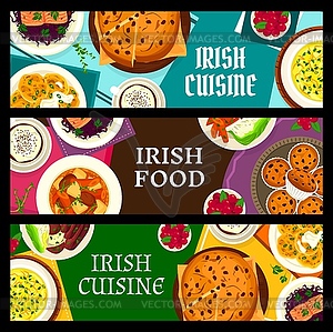 Irish cuisine meals banners - vector image