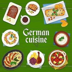 German cuisine restaurant food menu cover page - vector image