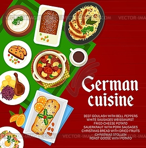 German cuisine menu cover page template - vector clipart