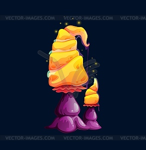 Fantasy magic toxic yellow mushroom with sparkles - vector clip art