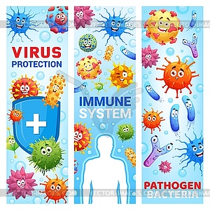 Virus protection, immune system medical banners - vector clip art