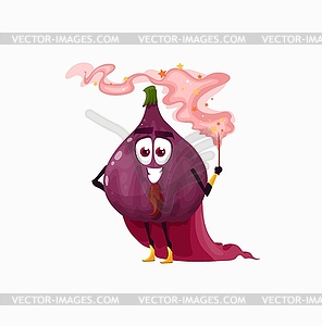Magic fruit common fig wizard cartoon character - vector image