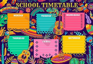 Детское расписание с мексиканскими украшениями - векторная графика