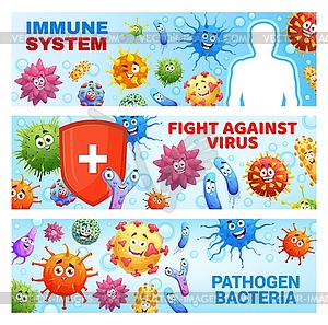 Virus protection, immune system medical banners - vector clip art