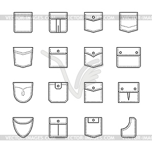 Накладные карманы форменной одежды со швом и клапаном - клипарт в векторном формате