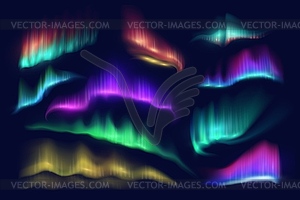 Northern polar lights, aurora borealis glow - vector clipart