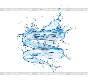 Transparent blue water twister or whirlwind splash - color vector clipart