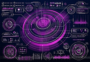 HUD futuristic purple user screen interface - vector image