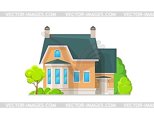 Жилой квартал Двухэтажный жилой дом - векторизованное изображение