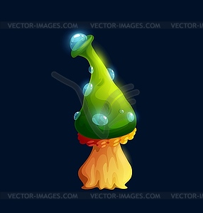 Fantasy magic green cap mushroom game icon - color vector clipart