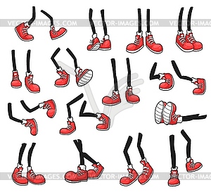 Cartoon legs, human comic feet in shoes - vector clipart