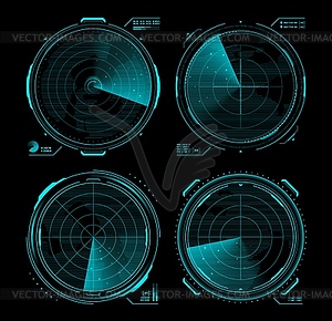 HUD military radar or sonar screen interface - vector clip art