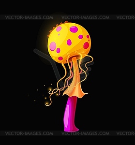 Фэнтези фея волшебный токсичный гриб, желтый яд - иллюстрация в векторе