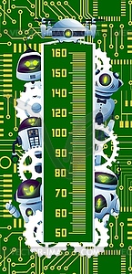 Диаграмма роста детей мультипликационные роботы и монтажная плата - векторный клипарт / векторное изображение