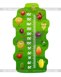 Kids growth meter with tropical fruits on fitness - vector image