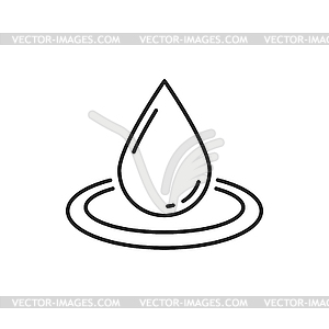 Spa, face beauty cosmetics, falling drop thin line - vector image