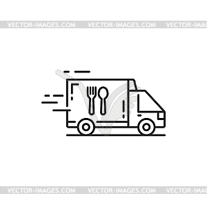 Truck van online food order quick express delivery - vector image