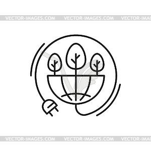 Electric plug and growing plants, eco energy power - vector clipart