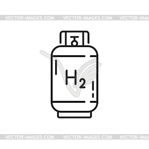 Tank with hydrogen gas, h2 flammable liquid icon - vector image