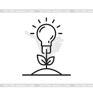 Lightbulb growing in soil as plant eco environment - vector clipart