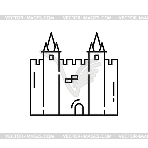 Fortress castle of Portugal isolate thin line icon - vector clip art