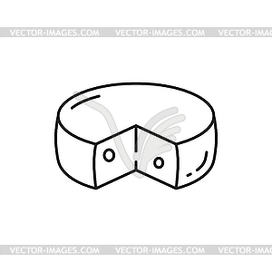 Round Swiss cheese with cut triangle icon - vector image