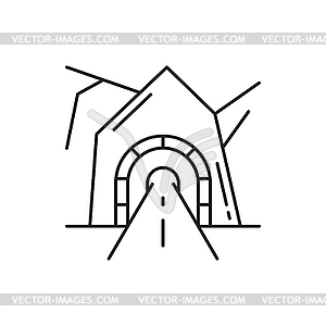 Подземный туннель в Альпах Швейцарии тонкая линия - векторный клипарт