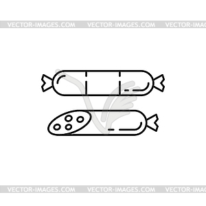 Butchery food Swiss sausage meat thin line icon - vector image