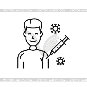 Virus vaccine, vaccination thin line icon - vector clipart