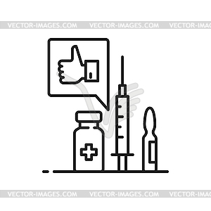 Coronavirus vaccination bottles and injection shot - vector image