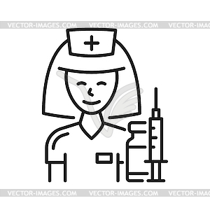 Doctor nurse with pills and drugs icon - vector image